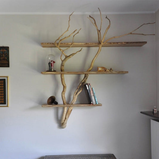 Floating shelves tree branch shelf wall shelves hanging 12 inch depth made to order