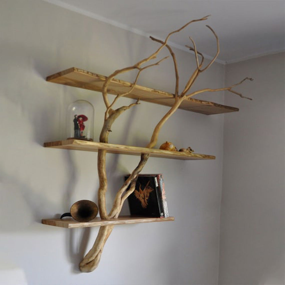 Floating shelves tree branch shelf wall shelves hanging 12 inch depth made to order