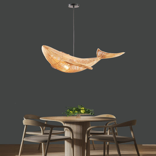 Fish pendant lamp shade rattan woven chandelier lighting