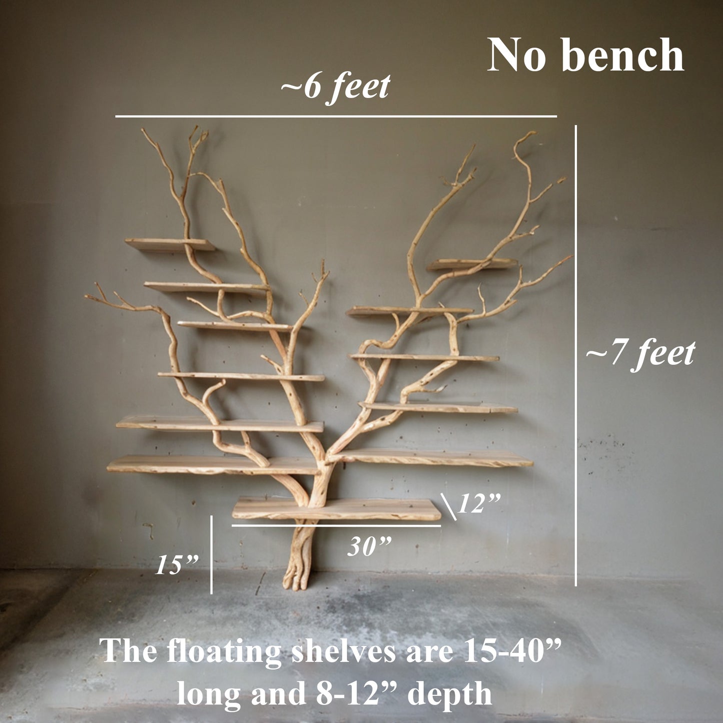 Tree Branch Bookcase Art Solid Wood Custom Floor Book Shelf Decor