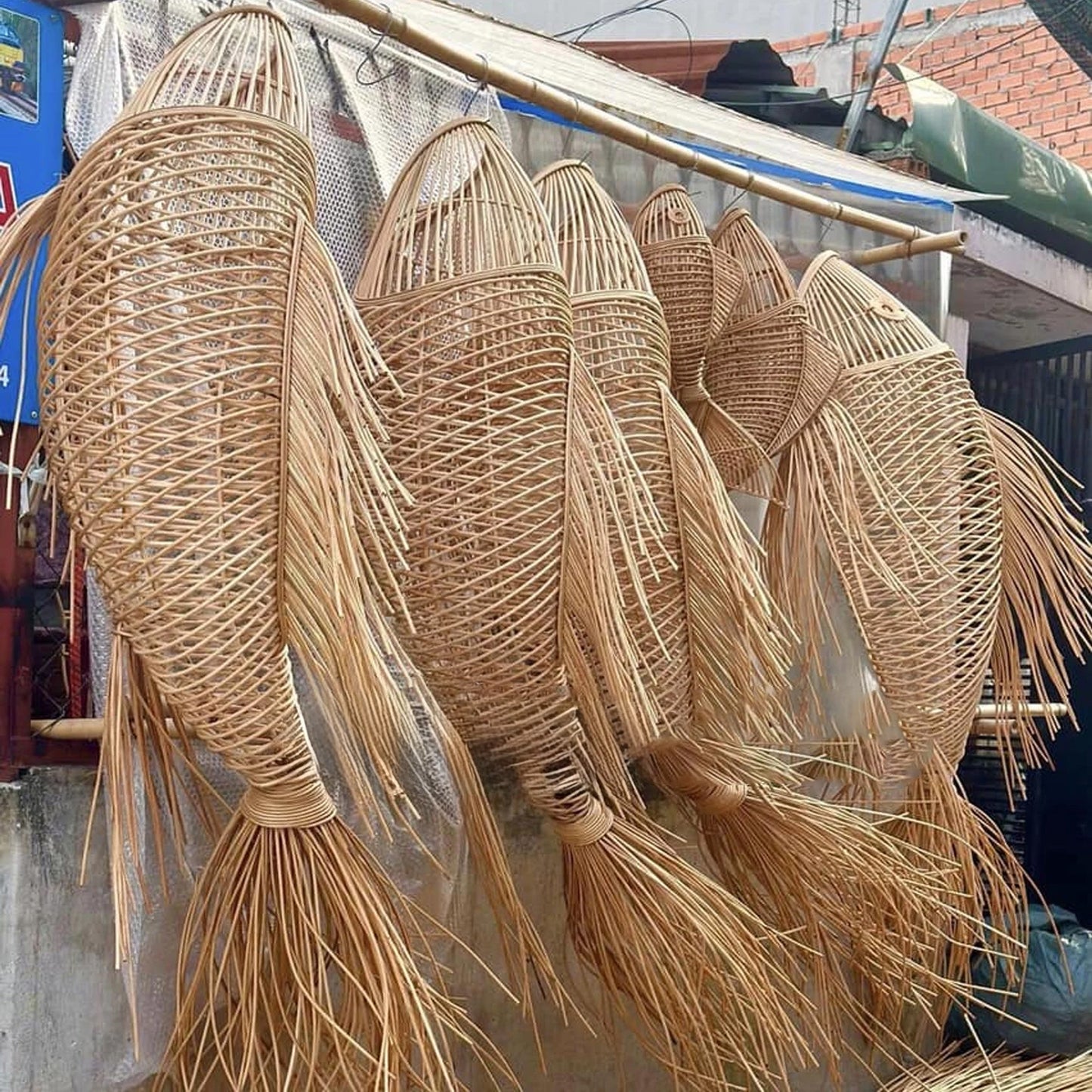 Fish pendant light for kitchen island rattan chandelier lighting made to order