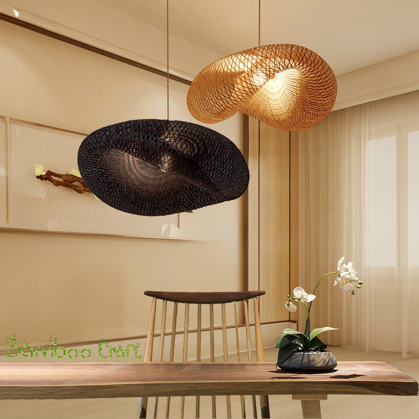 Rattan light shade,black wicker pendant light,bamboo pendant light hanging lamp