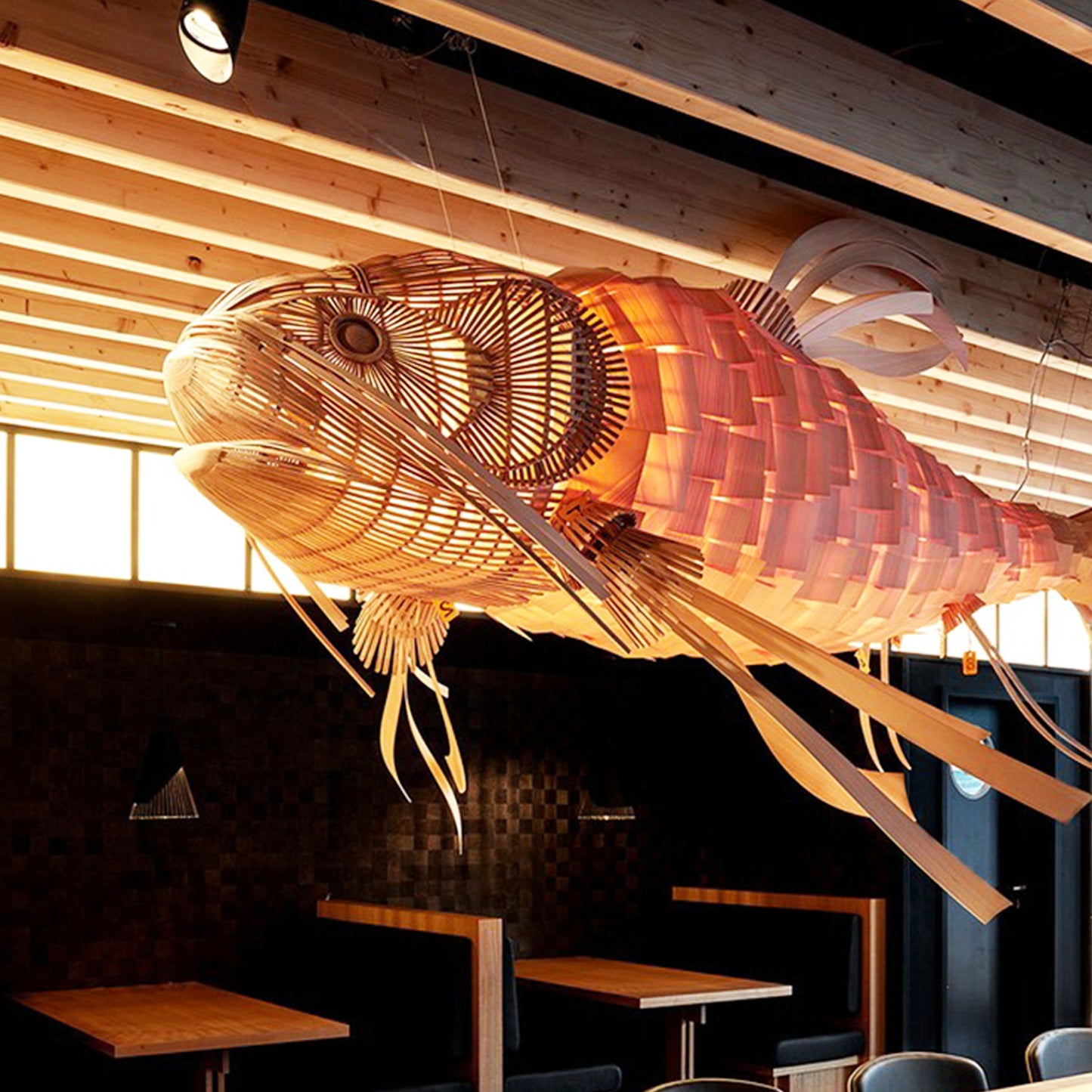 Fish pendant light large rattan chandelier lighting hanging lamp custom any size