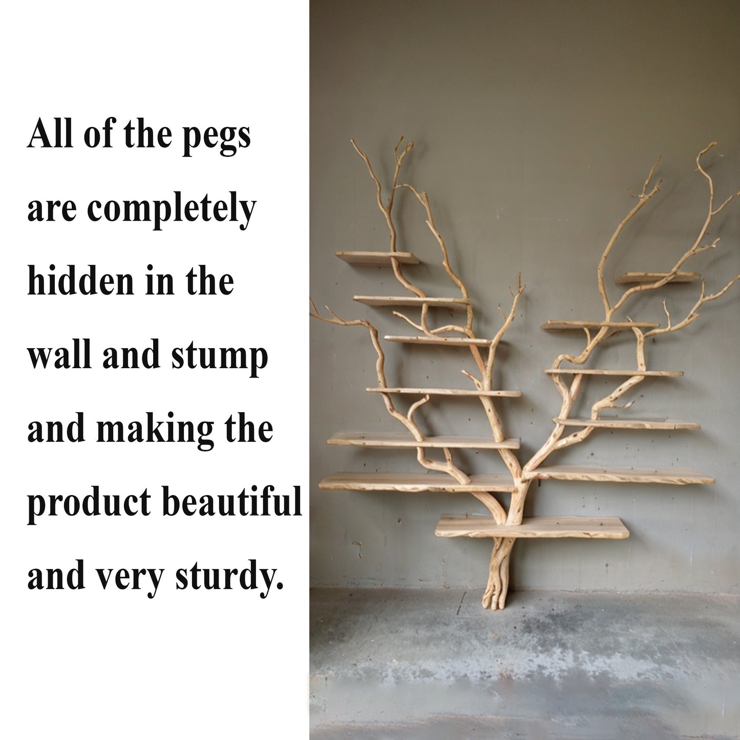 Tree Branch Bookcase Art Solid Wood Custom Floor Book Shelf Decor