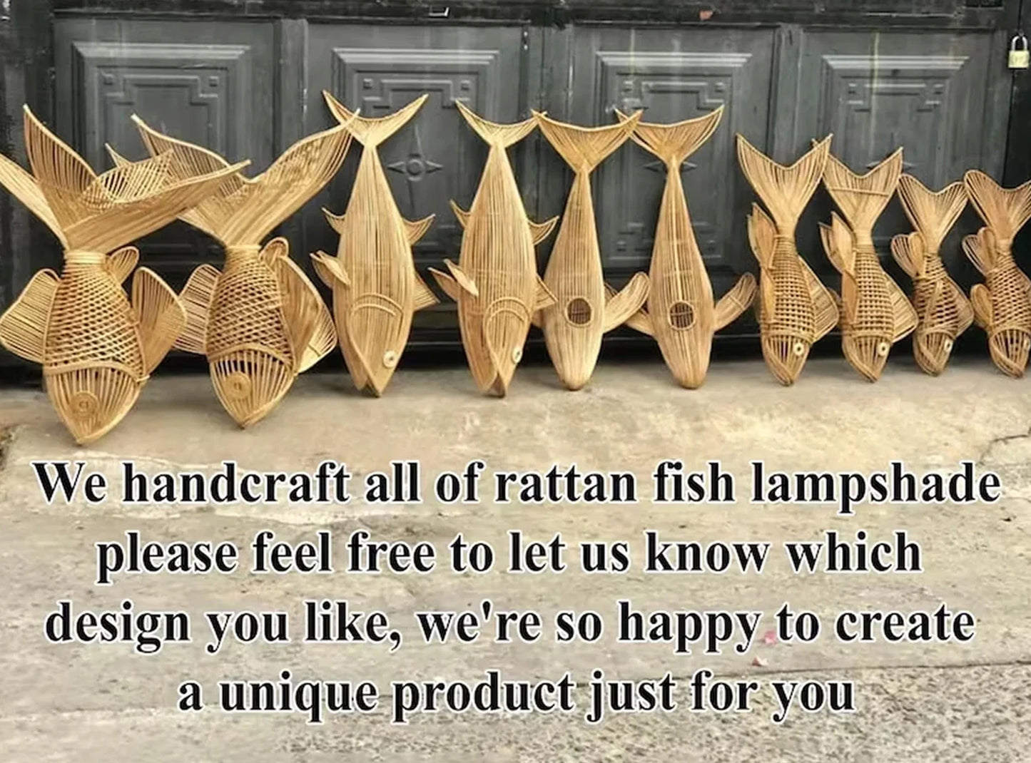 Fish pendant light for kitchen island rattan chandelier lighting made to order