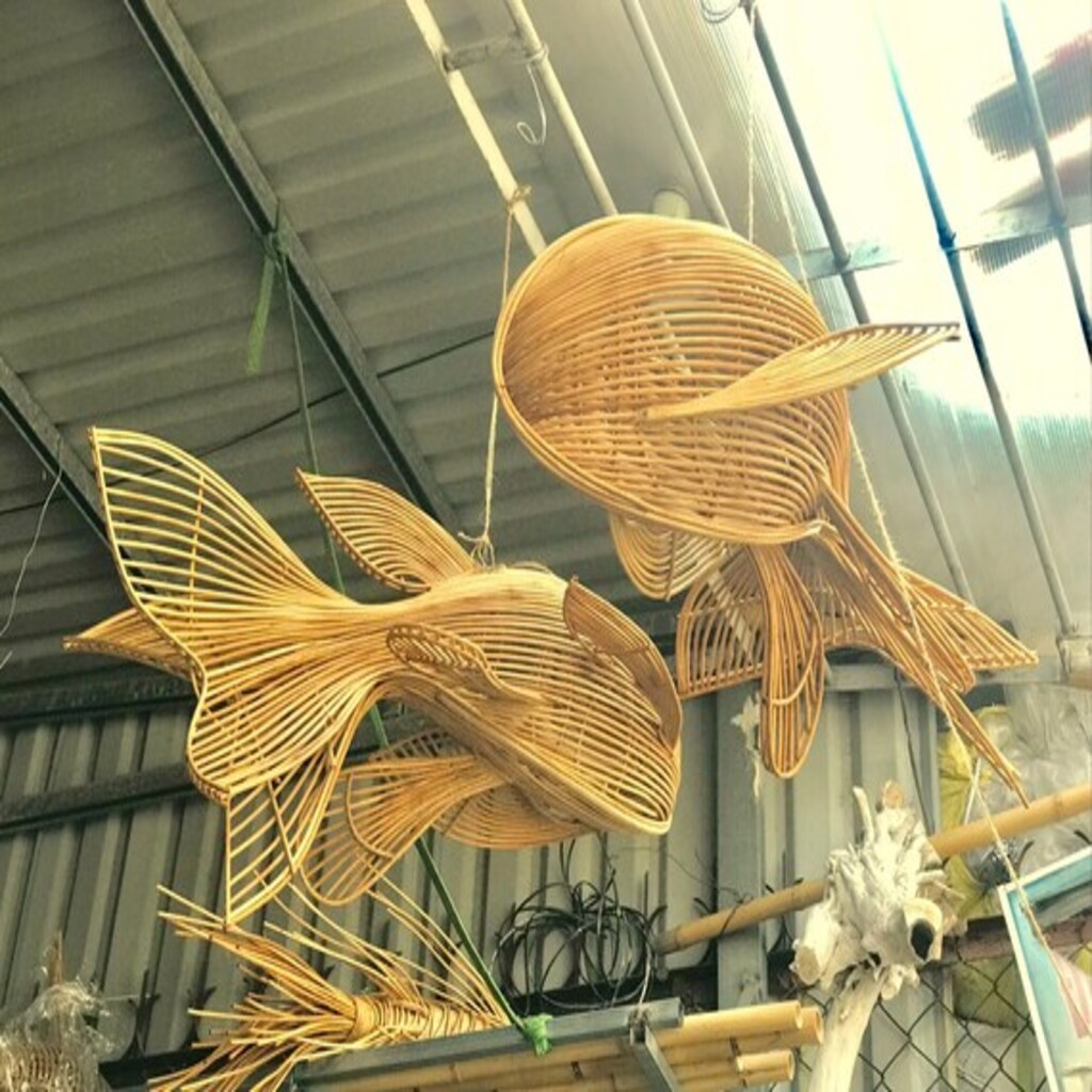 Fish lamp shade rattan whale lamp hanging rattan chandelier lighting made to order 6