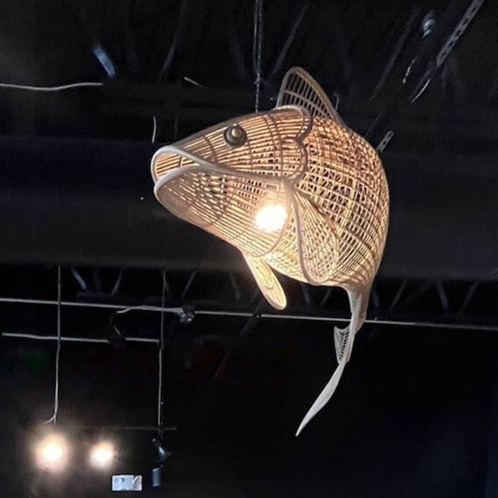 Fish rattan lampshade large rattan pendant light shade woven pendant light for kitchen island 3