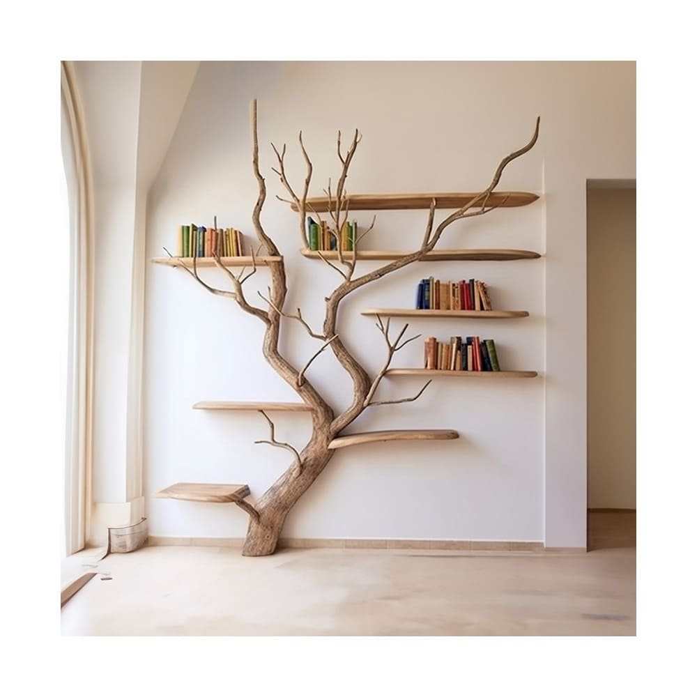 Floor Tree Branch bookshelves wall mount handmade wood furniture for home decor 10