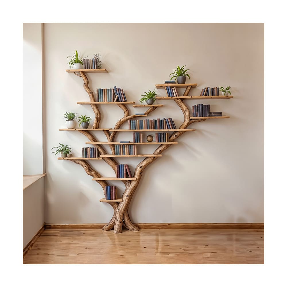 Solid wood bookcase floating bookshelf wall mount wood furniture handmade for home decor 19