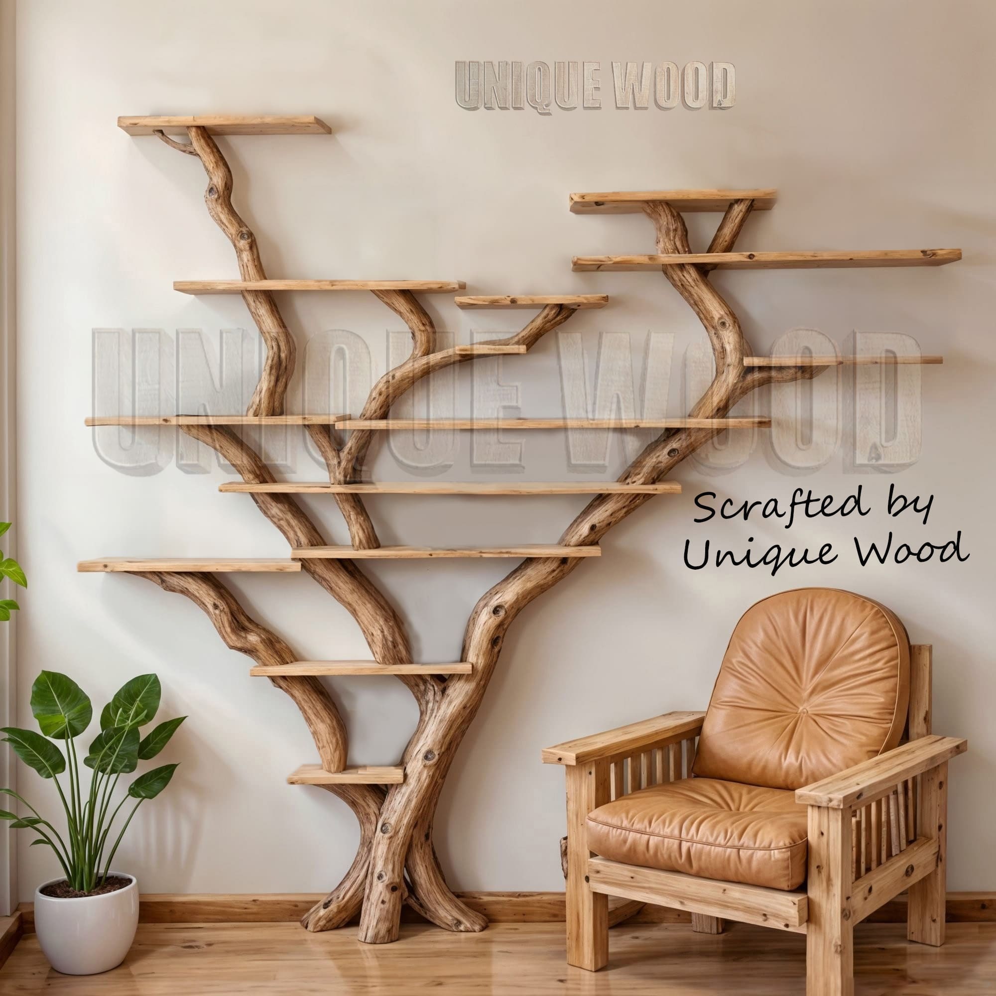Solid wood bookcase tree branch floating bookshelf wall mount wood furniture handmade for home decor 13 min