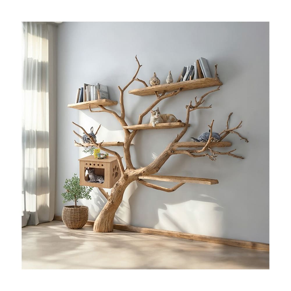 Tree branch floating bookshelf wall mount book shelf unique bookcase handmade furniture 11
