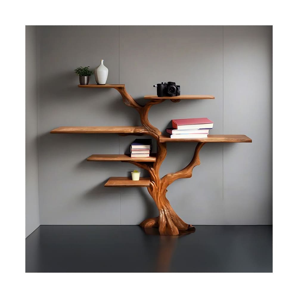 Tree bookshelf solid wood bookcase wall mount decor for home 29