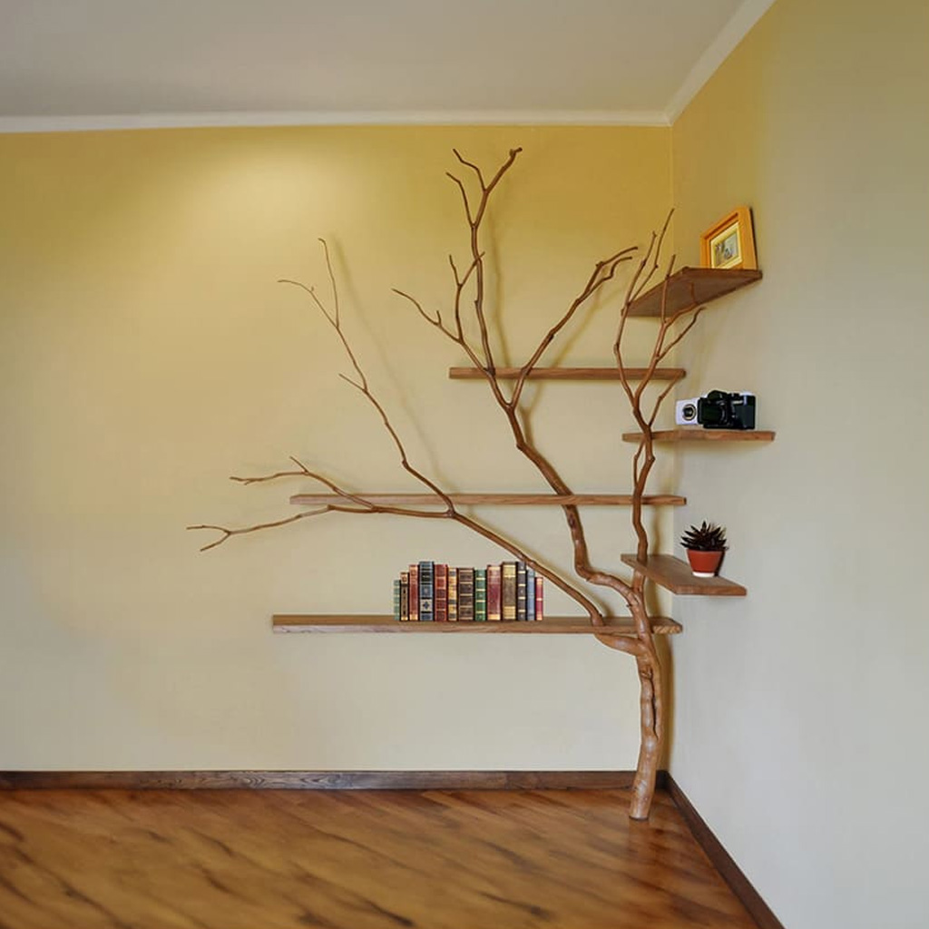 Transform Your Space with our Tree Branch Shelf Corner Floating Bookcase