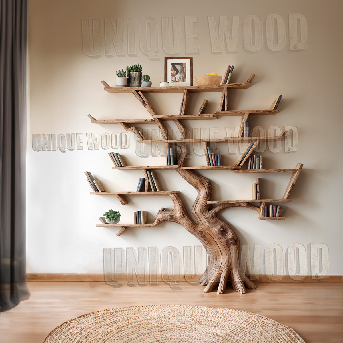 Tree bookshelf wall mount bookshelf floating bookshelves handmade furniture 10