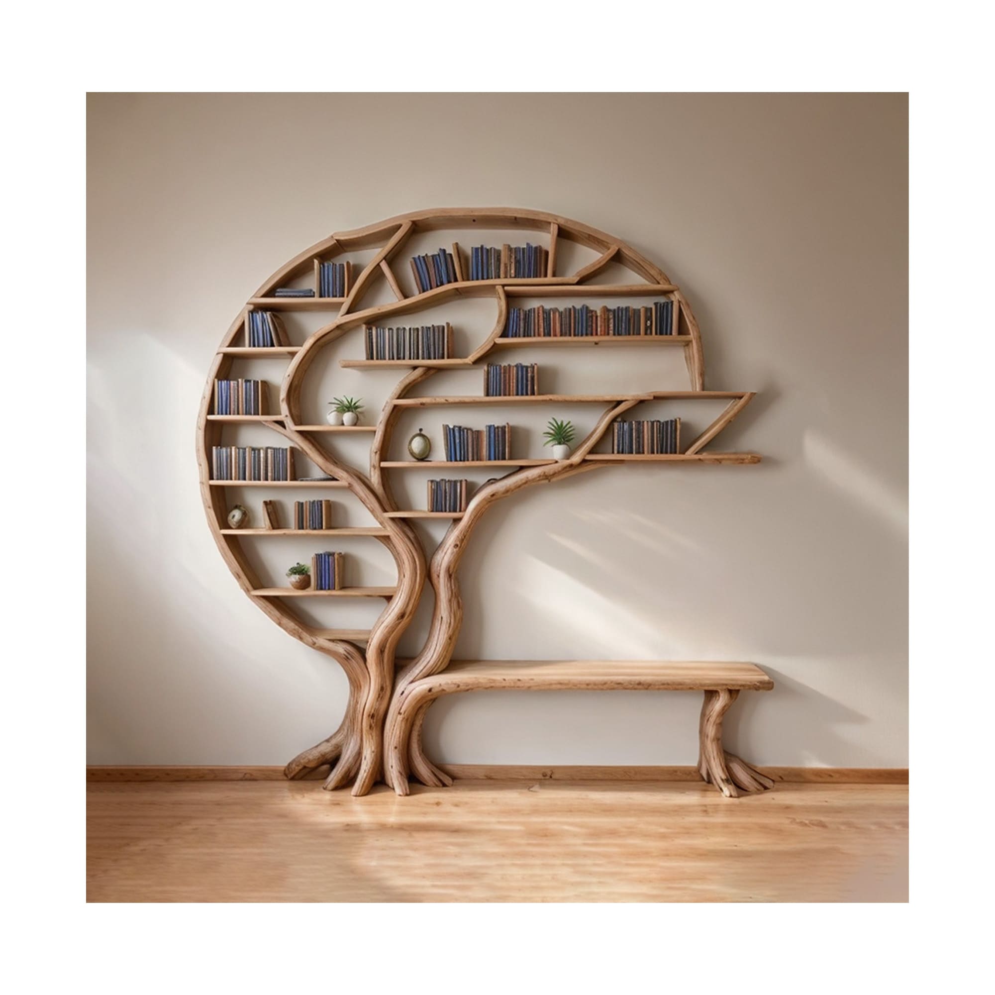 Tree shaped bookshelf floating bookshelves solid wood housewarming gift 15