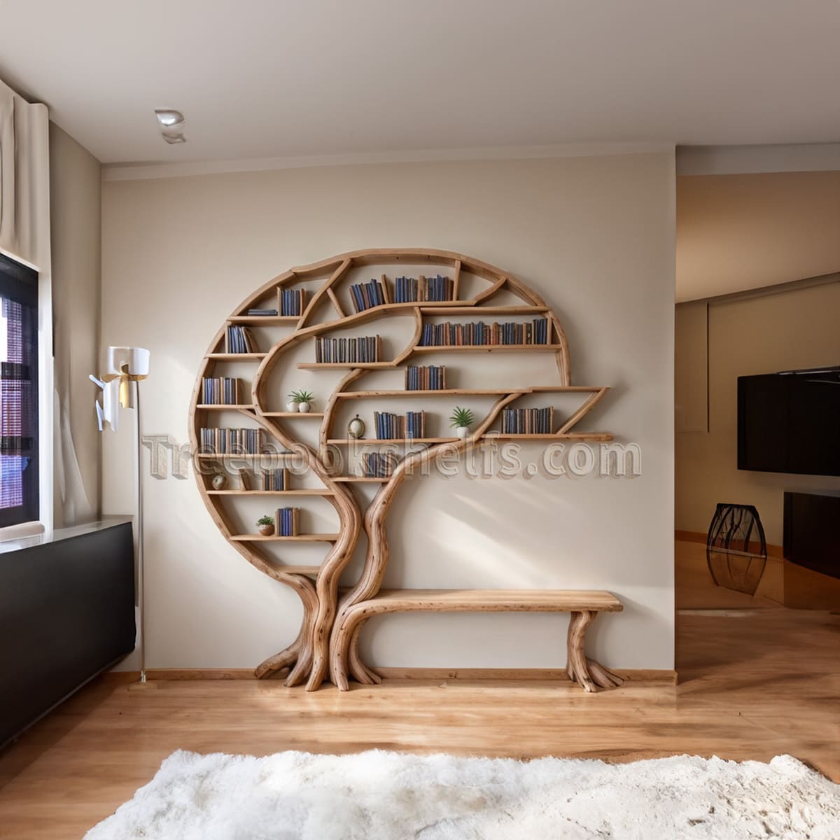 Tree shaped bookshelf floating bookshelves solid wood housewarming gift 8