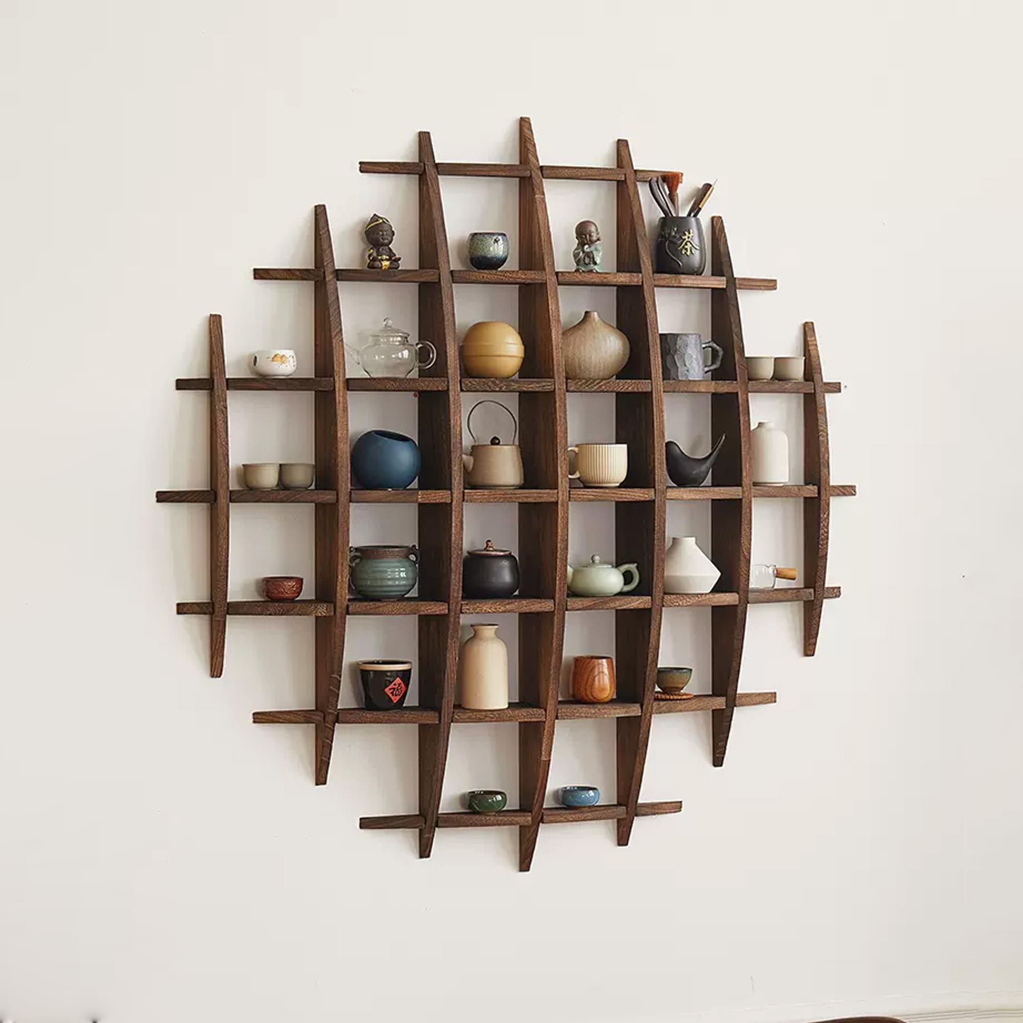 Geometric shelf bookcase floating wood shelves wall decor 11