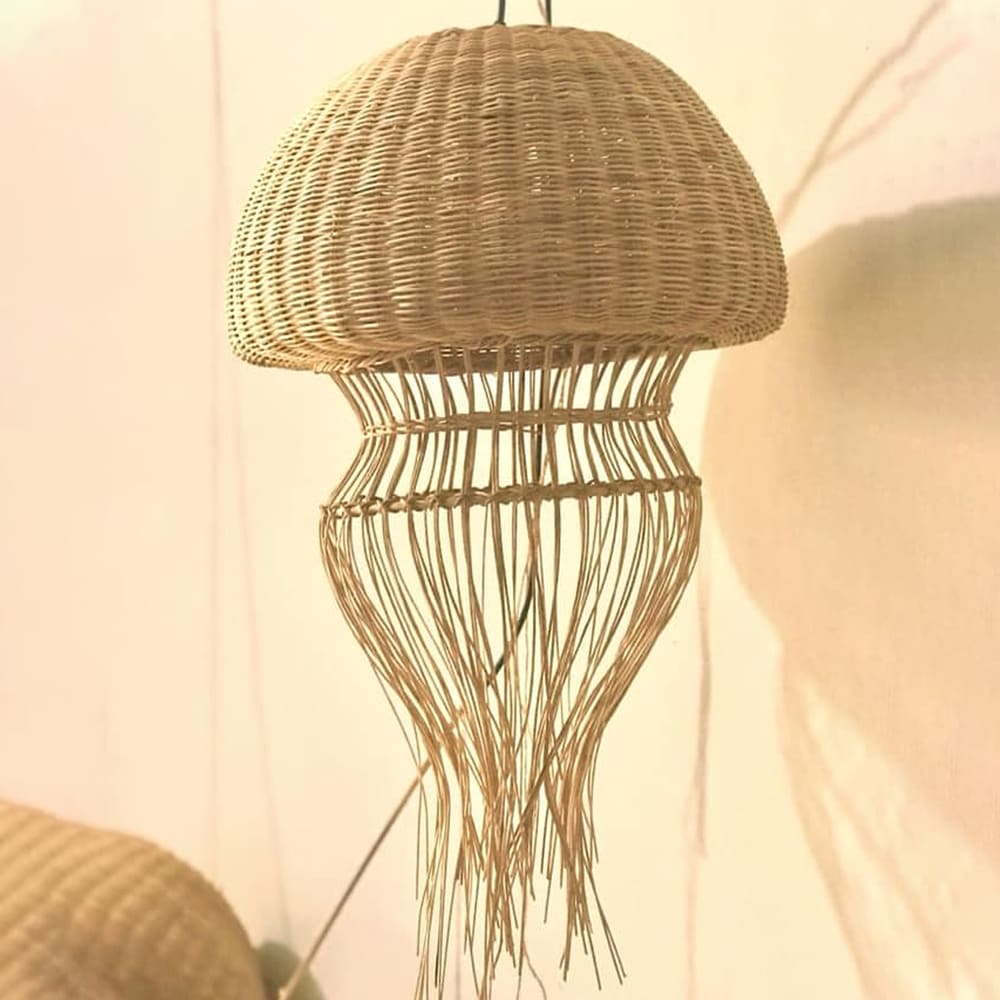 Jellyfish lamp hanging rattan fish lamp shade chandelier lighting home decor 5